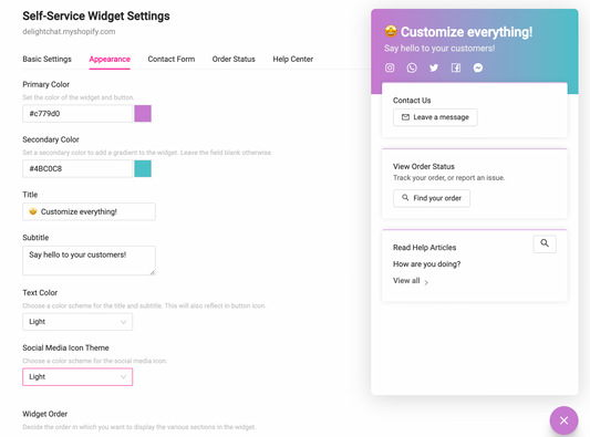 Self Service Widget by DelightChat